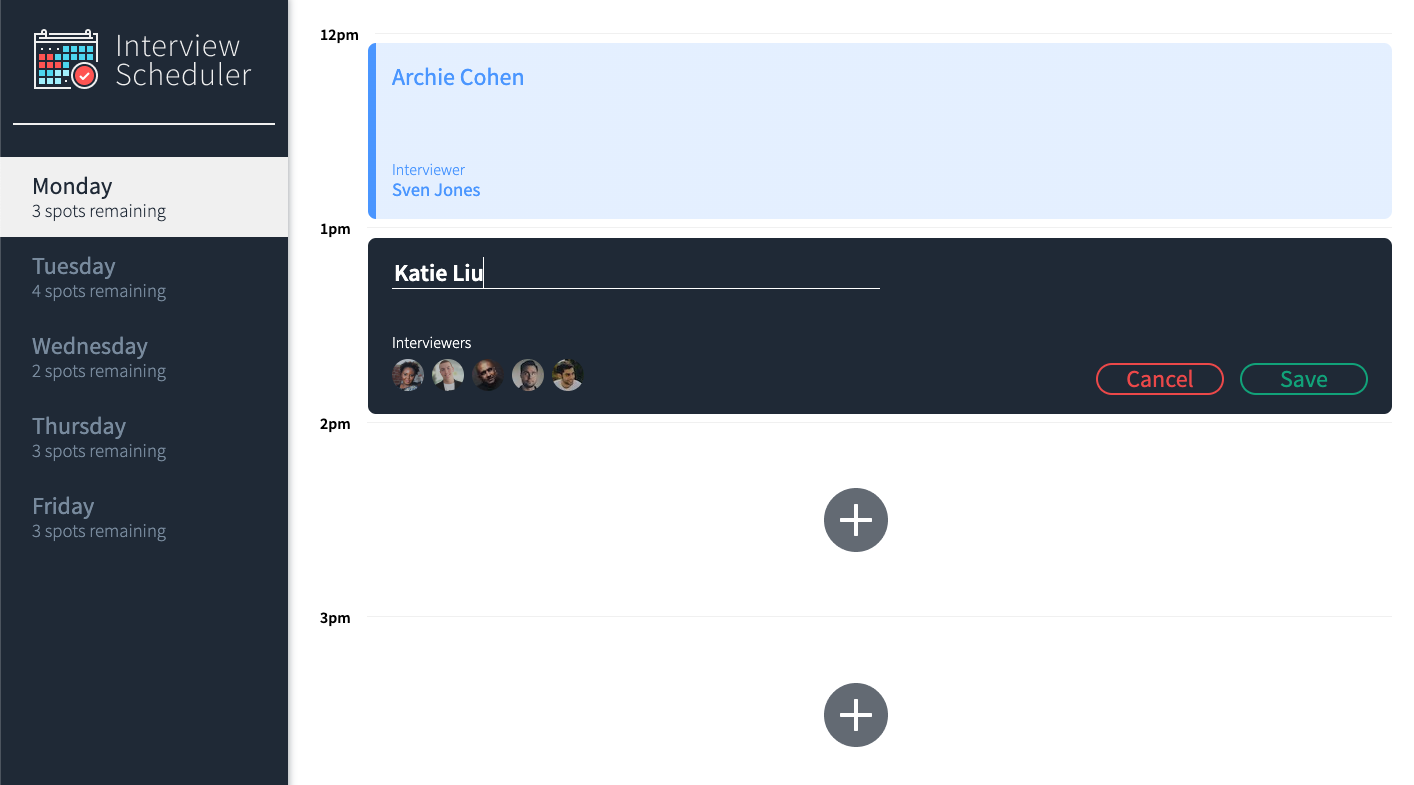 Interview Scheduler project